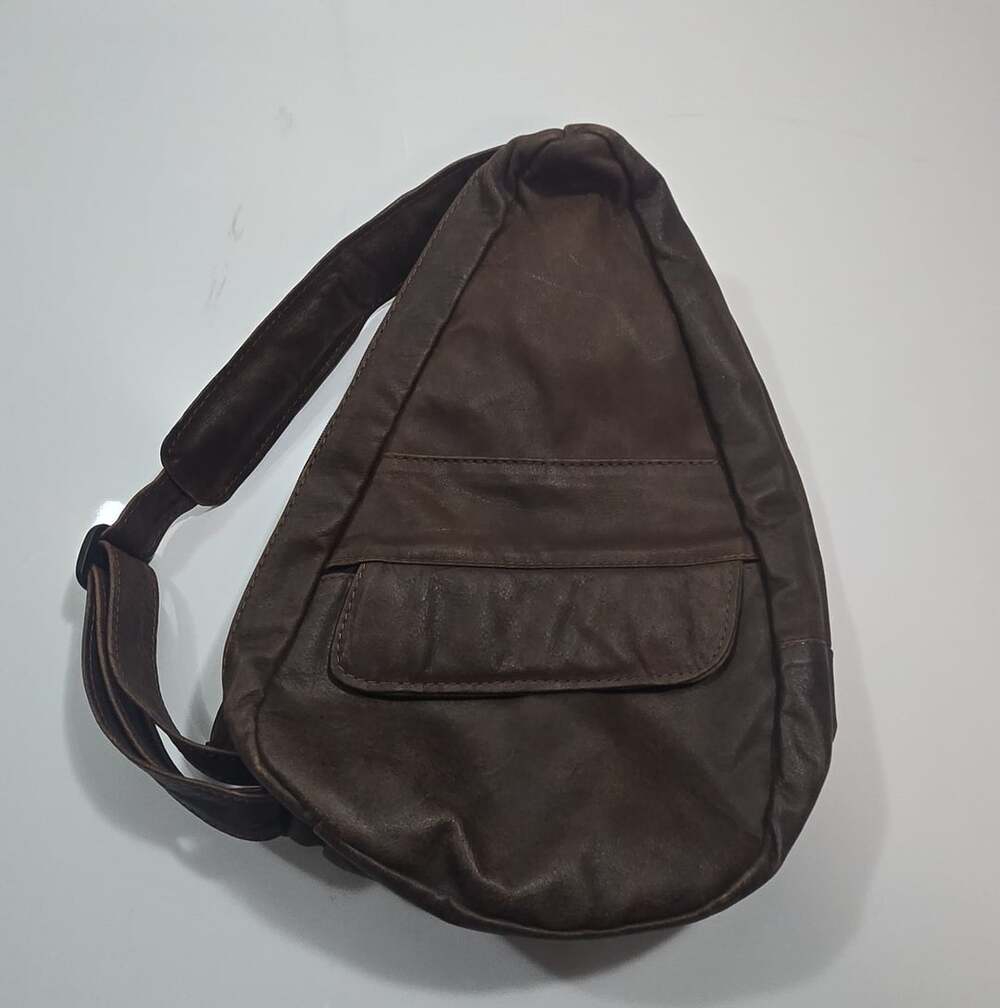 Ace Leather Goods Inc. Brown Leather Sling Backpack